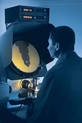 Quality control inspection with optical comparator Quality control inspection with optical comparator